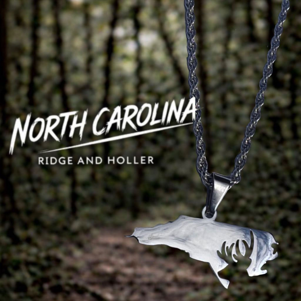 North Carolina Deer- Stainless Steel Necklace and Pendant States Series