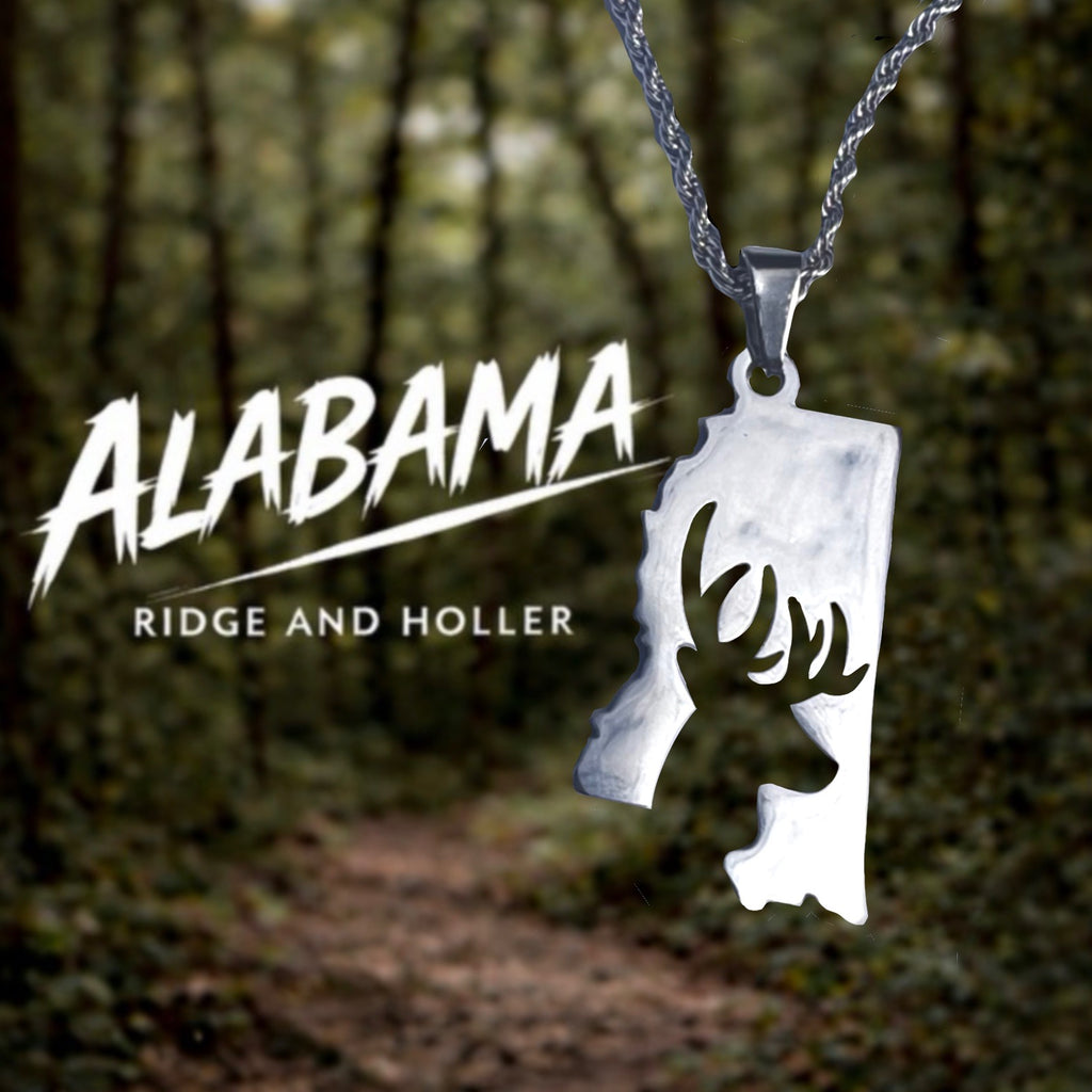 Alabama Deer- Stainless Steel Necklace and Pendant States Series