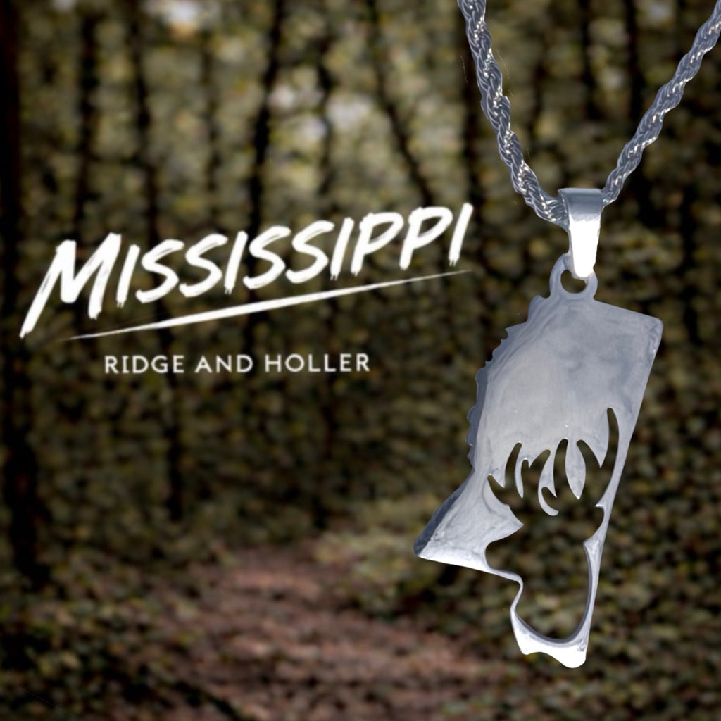 Mississippi Deer- Stainless Steel Necklace and Pendant States Series