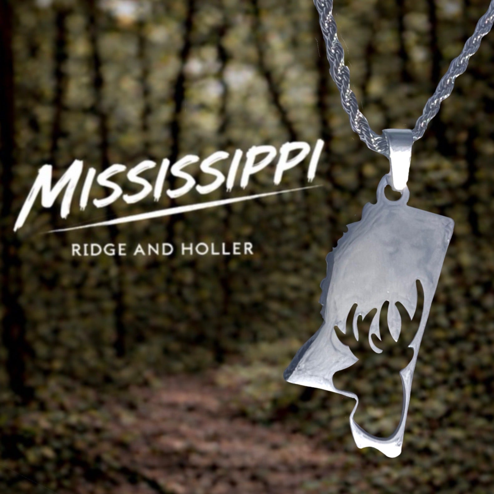Mississippi Deer- Stainless Steel Necklace and Pendant States Series