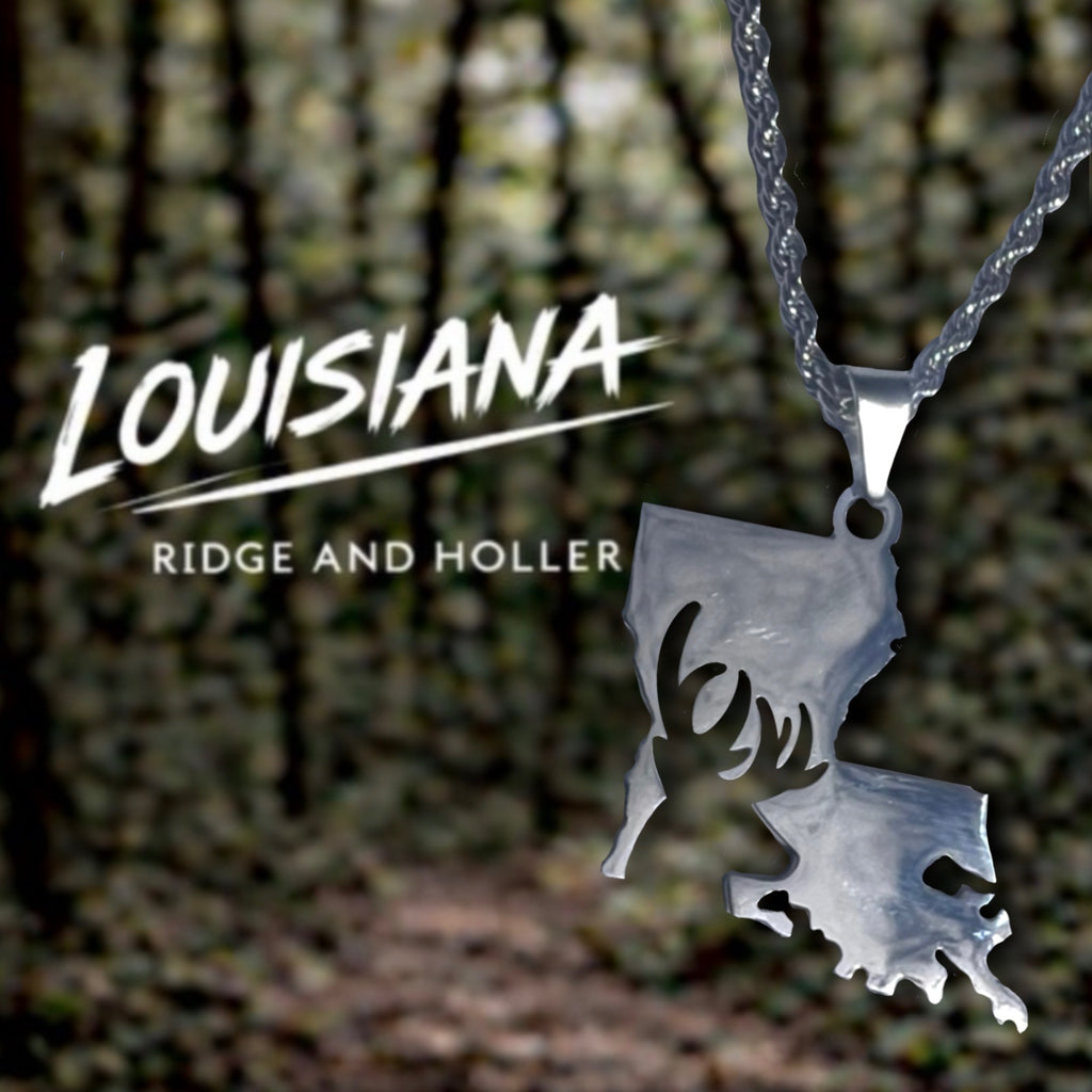 Louisiana Deer- Stainless Steel Necklace and Pendant States Series