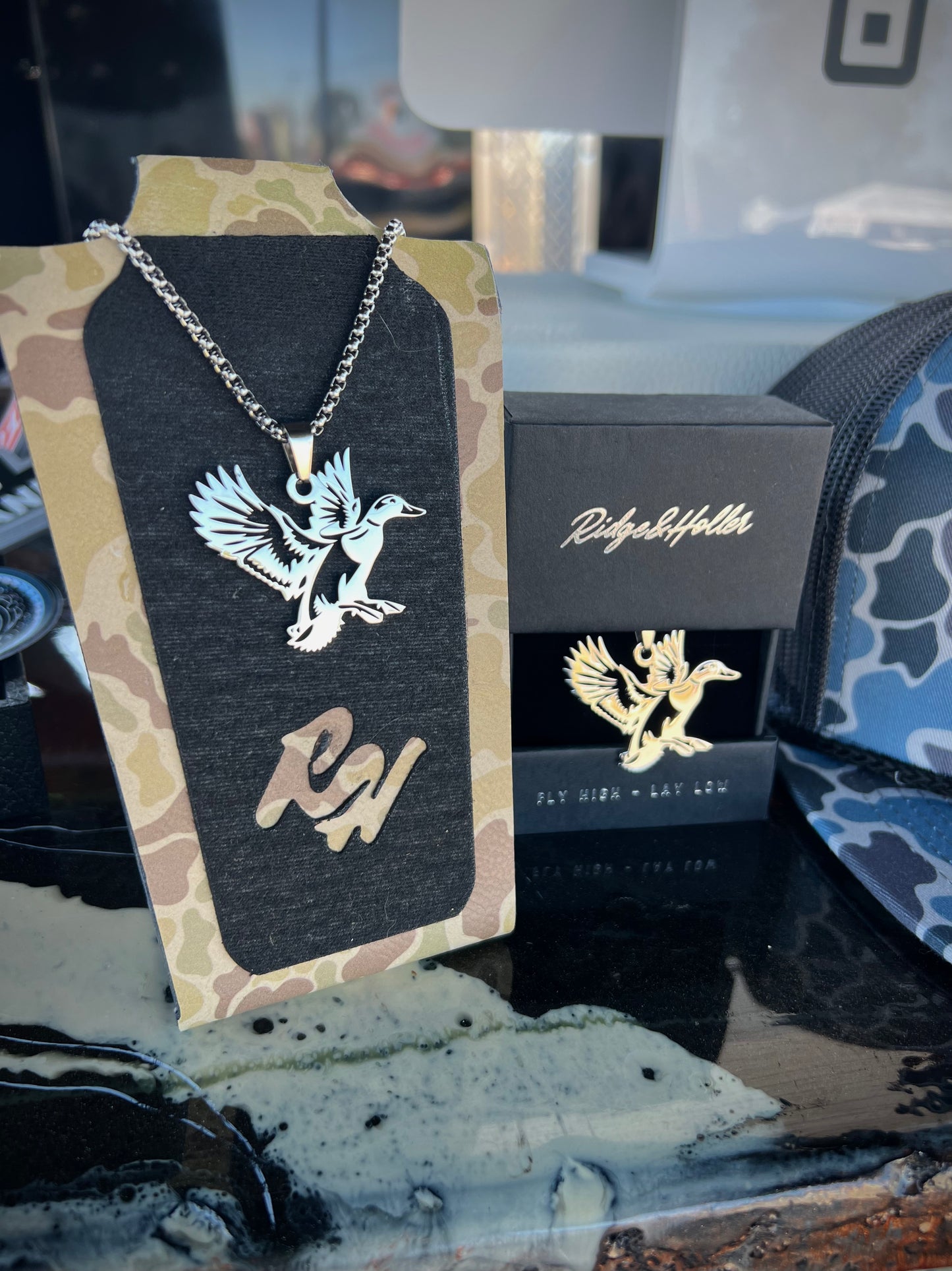Landing duck- Stainless Steel Necklace and Pendant