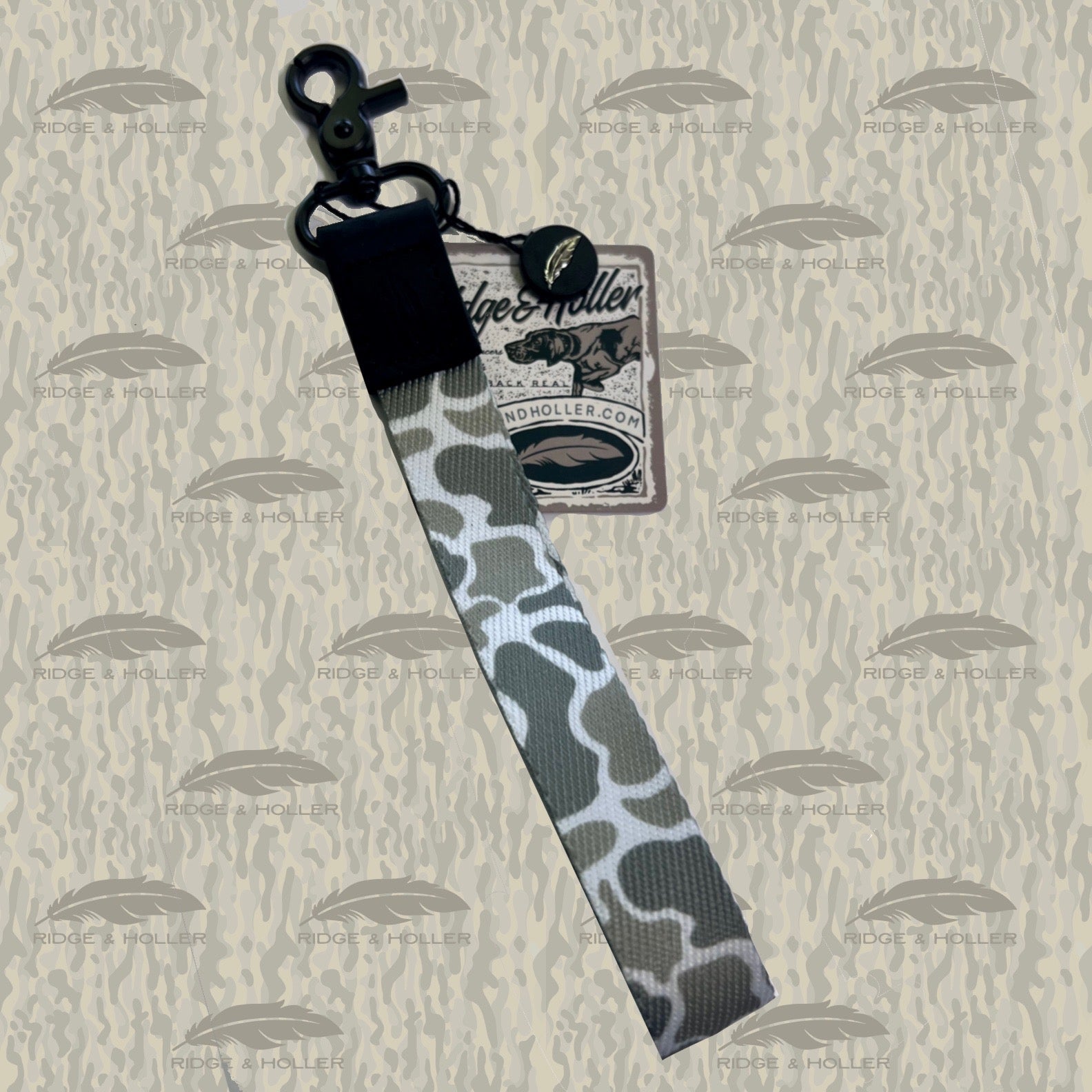 Fly High Lay Low Camo Wrist Lanyard Black