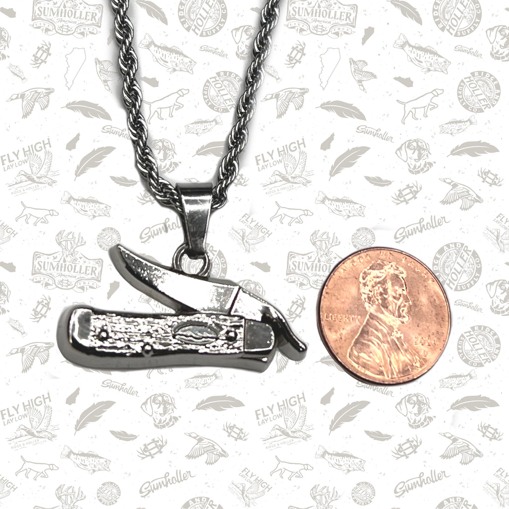 Pocket Knife- Stainless Steel Necklace and Pendant