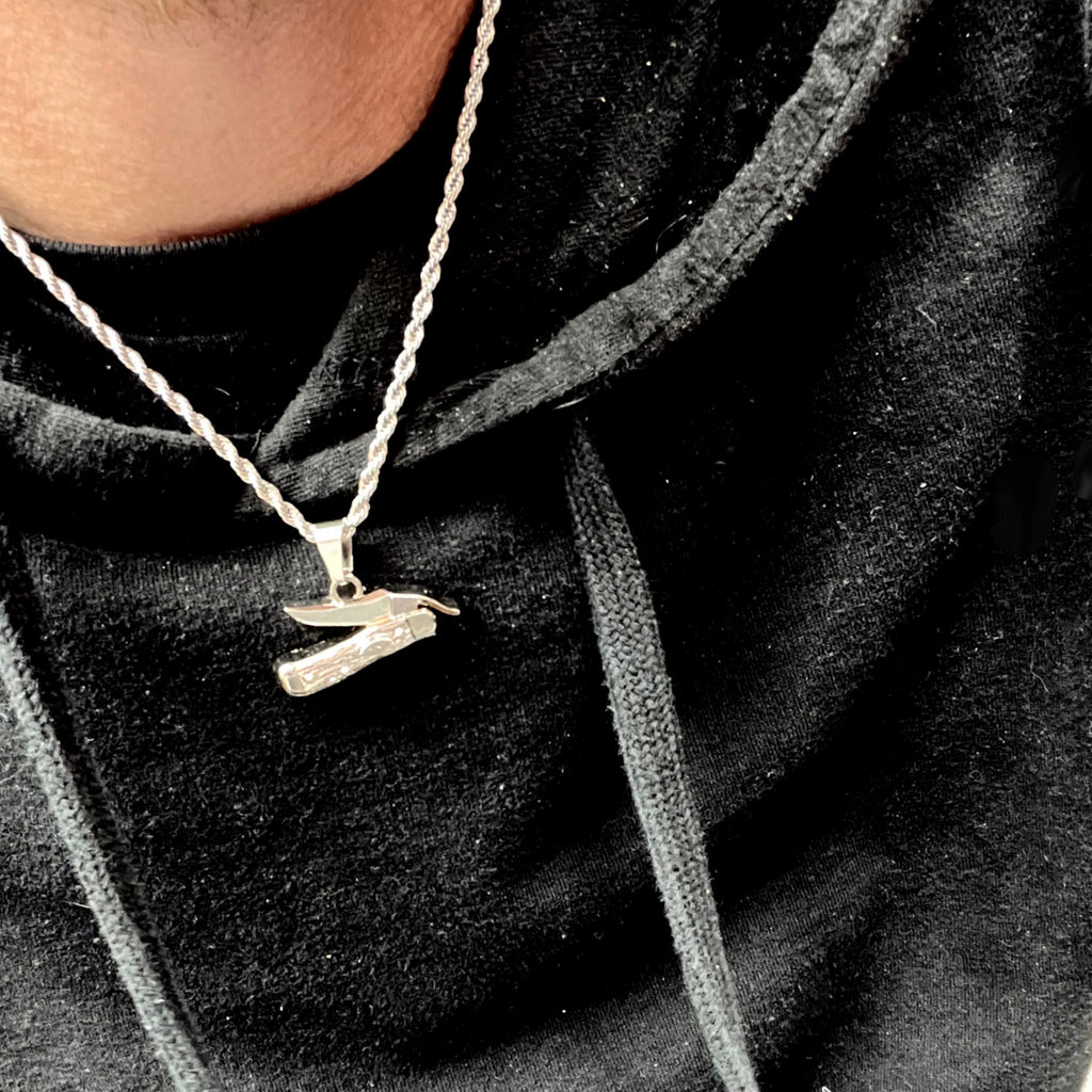 Pocket Knife- Stainless Steel Necklace and Pendant