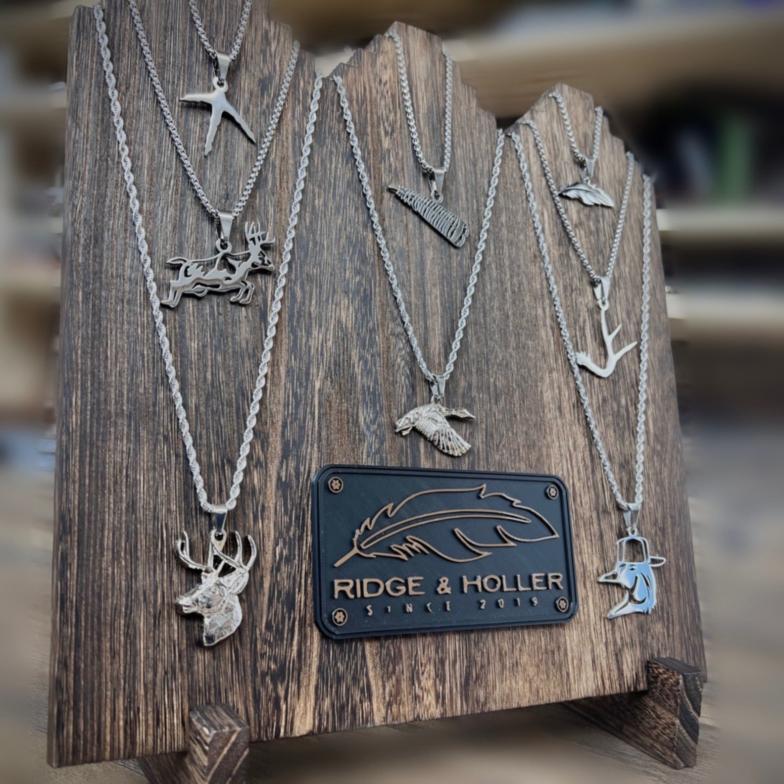 Ridge&Holler Wooden Necklace Stand Display