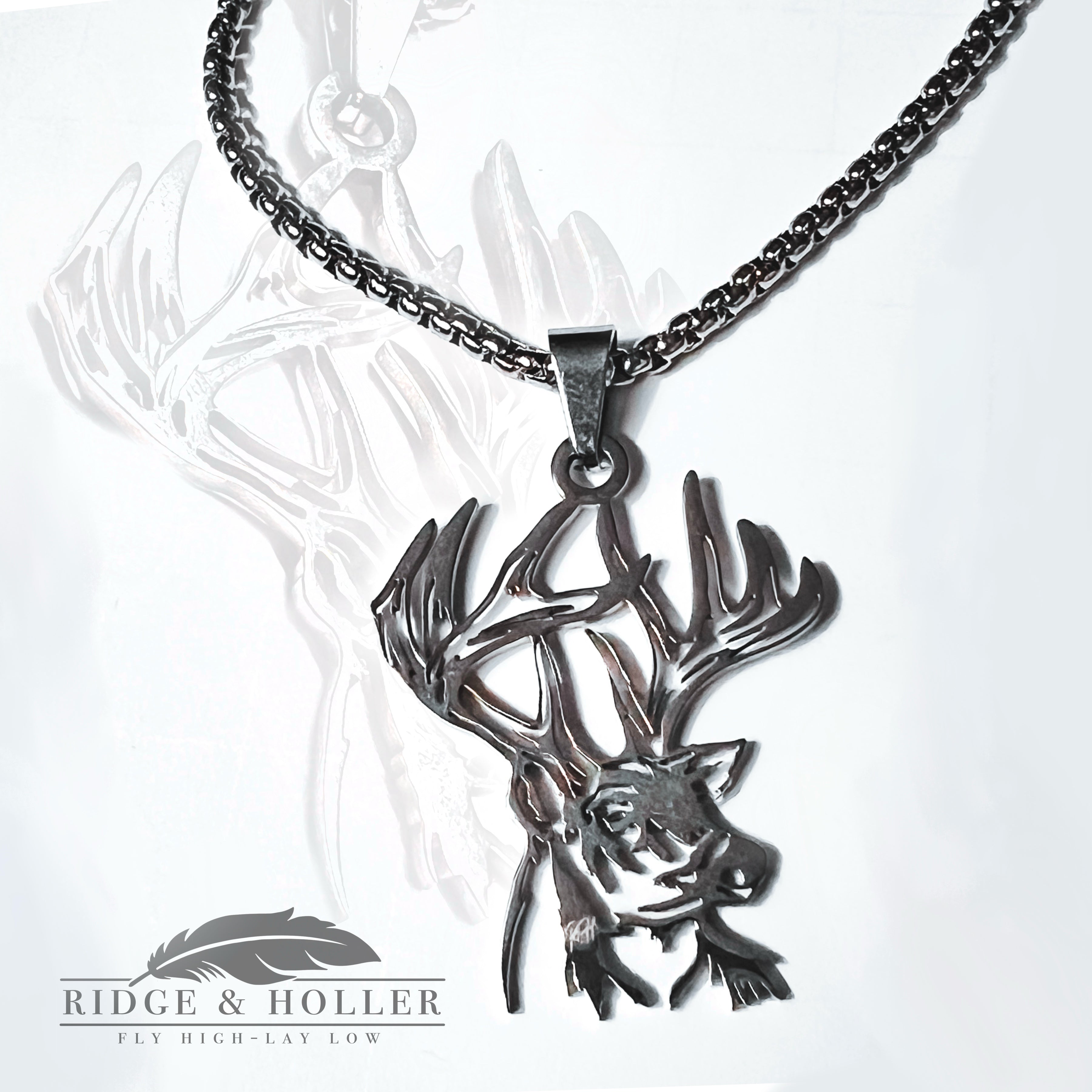 Deer Rack- Stainless Steel Necklace and Pendant