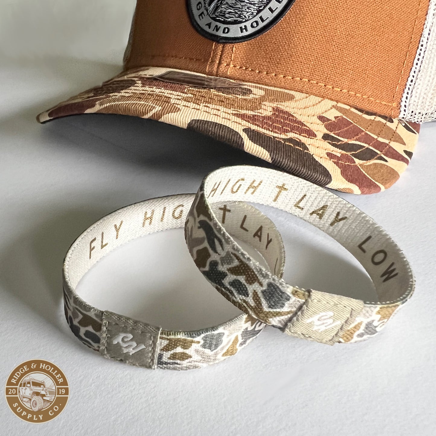 Fly High Lay Low “Duck” Camo Bracelet Tan *New Camo Design*