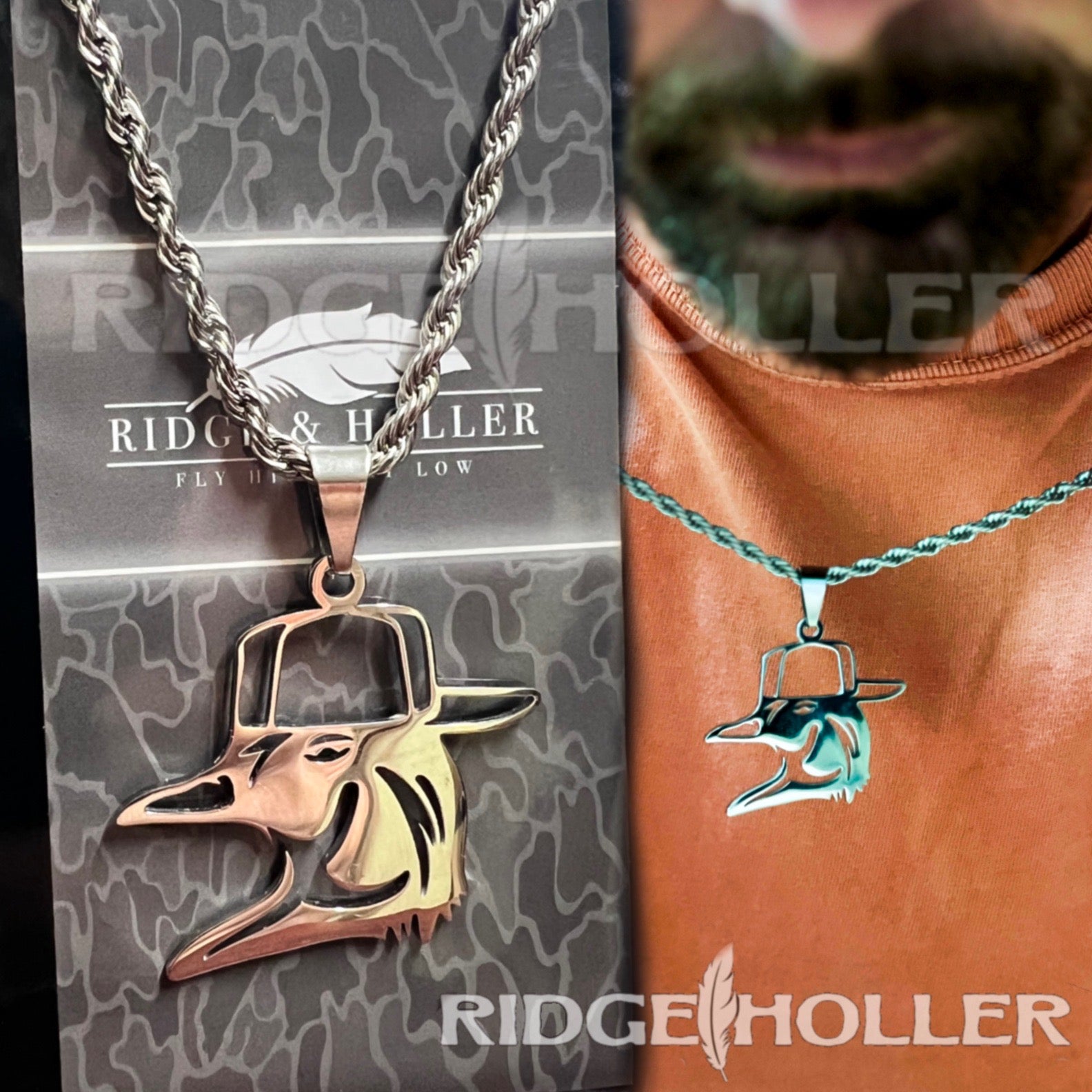 Wood Duck with Hat- Stainless Steel Necklace and Pendant