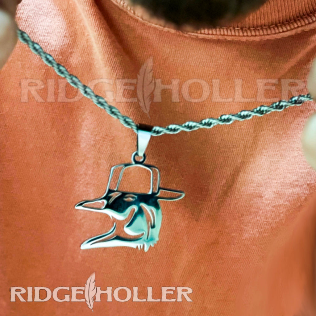 Wood Duck with Hat- Stainless Steel Necklace and Pendant