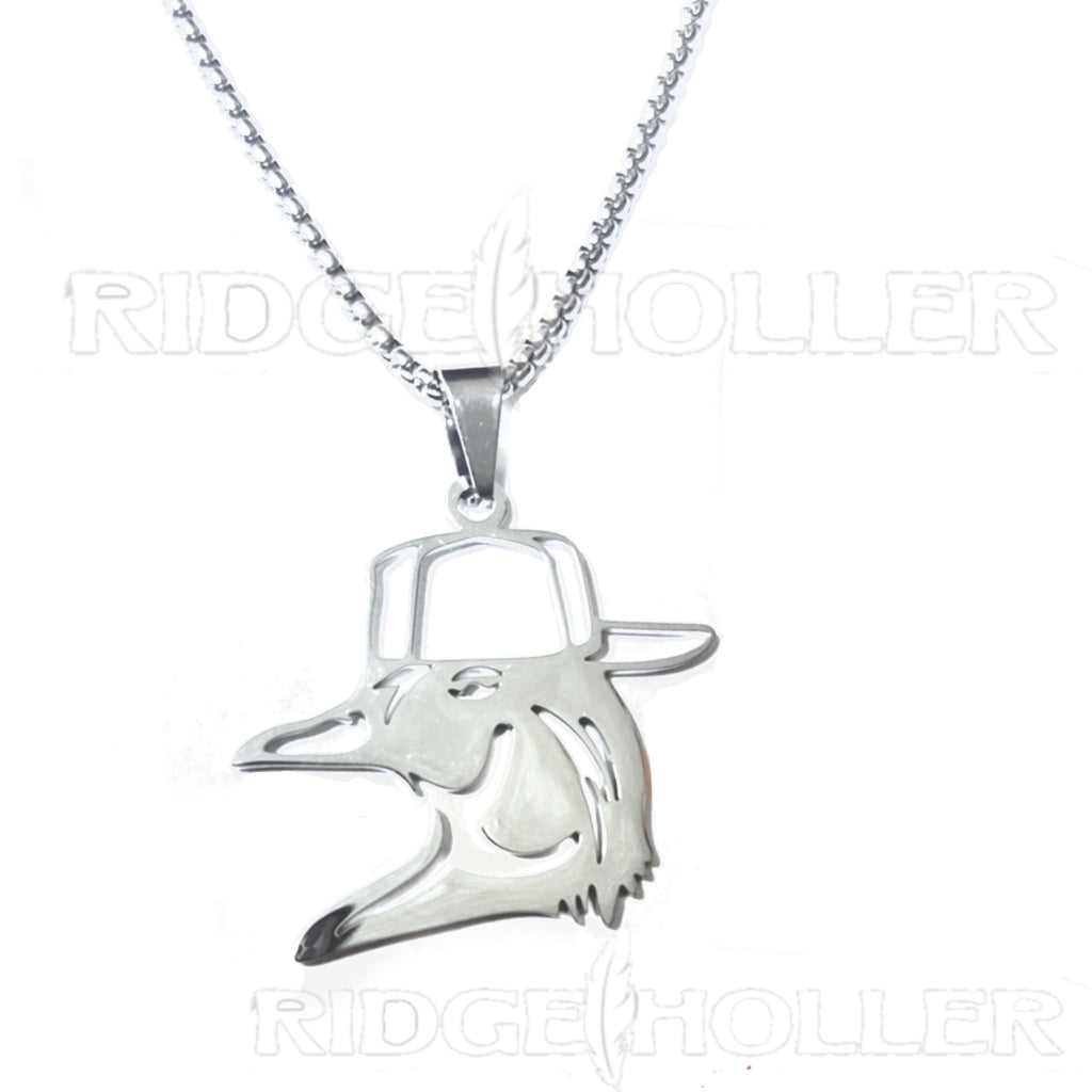 Wood Duck with Hat- Stainless Steel Necklace and Pendant